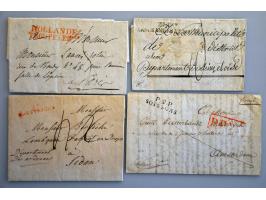 12 brieven 1795-1811 w.b. rood HOLLANDE TROUPES Faises, zwart 3e Don ARM SAMBRE ET MEUSE, zwart BOIS LE DUC (brief 1795),rood