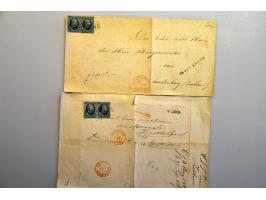 emissie 1864, 16 poststukken w.b. 1 ex. met paar nr. 6 naar Parijs