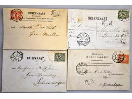 7 gefrankeerde prentbriefkaarten w.b. 1 ex. met brandstempel 's Gravenhage 12-8-1901 en 2 ex. met het hieruit gemaakte grootr