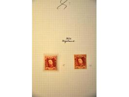 emissies 1864 en 1868, collectie w.b. nr. 1 (37x w.b. 2 ongebruikte ex., 4 paren, strip van 3, 1 poststuk en enkele halfrond-