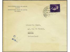 Cour Internationale de Justice 20 cent paars op envelop 28-3-194? naar Genève, pracht ex.