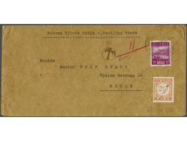 30 cent definitive on insufficiently stamped cover, oval cancellation Bindjei (DN type 090 RR) to Medan. Postage due 20 cents