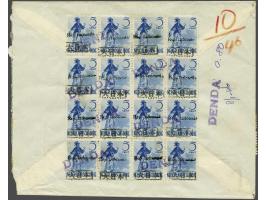 Queen 10 cent (4x) with Sumatra machine overprint and Rep. Indonesia in black on insufficiently stamped cover, Tebingtinggi (