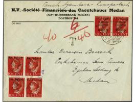 Queen 10 cent with Sumatra machine overprint and Rep. Indonesia on insufficiently stamped cover, Limapoeloeh (DN type 260 R) 