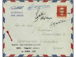 En Face 1 gulden steenrood met noodstempel Sibil 29 april 1959 op envelop 1e-helikoptervlucht Sibil-Tanah Merah (VH L-20) naa