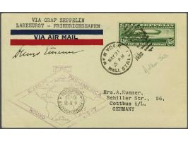 Pan-America Flight of the Graf Zeppelin 1930. 65 cents green on card to Cottbus (Germany) with special cachet type II and aut