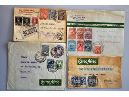 ca. 280 luchtpostbrieven w.b. kaarten Franse vluchten vanaf 1910, Hongarije, België, Duitsland, Scadta etc. in doosje
