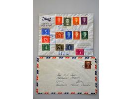 twee poststukken w.b. En Face 45 cent roodbruin met langstempel Okaba op ongedateerde envelop naar Kihili (Australisch Nieuw-