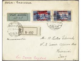 Grand Liban Airmail 15p. on 25p. type II on registered envelope from Beyrouth 23-12-1930 via Baghdad to Hinaidi (former Royal
