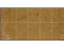 Medio real groen tanding 10½ in blok van 10 met hoekvelrand w.b. 9 ex. **