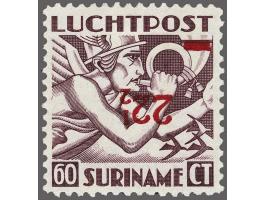 22½ cent rood op 60 cent donkerlila met variëteit kopstaande opdruk&nbsp;met certificaat NVPH 1985, cat.w. 400&nbsp;