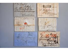 30 pre philatelic letters, many better, with transit as oval ANGLETERRE&nbsp;PAR&nbsp;ANVERS (vdL.176), GB2F87½c on letter Pe
