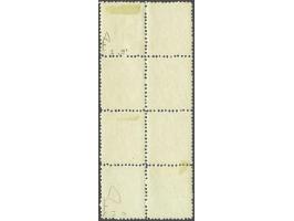 Coat of Arms 2 kreuzer yellow lithographic printing perforated 12 in block of 8 in which 4 stamps unmounted mint, very fine a