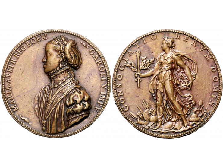 Historiepenningen (1560) Maria van Spanje, gegoten brons, 64mm, 69,8gr ZF