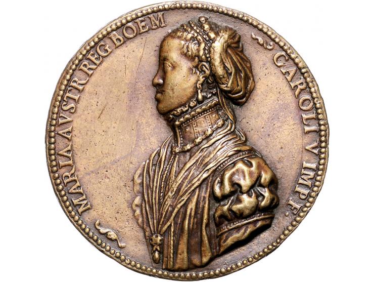 Historiepenningen (1560) Maria van Spanje, gegoten brons, 64mm, 69,8gr ZF