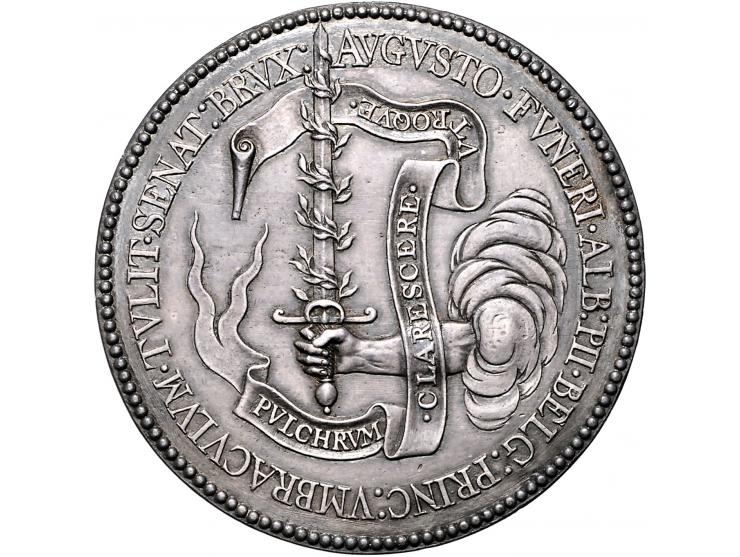 Historiepenningen penningen, 1622 Begrafenis van Aartshertog Albert van Oostenrijk te Brussel door (Waterloos). zilver 52,8, 