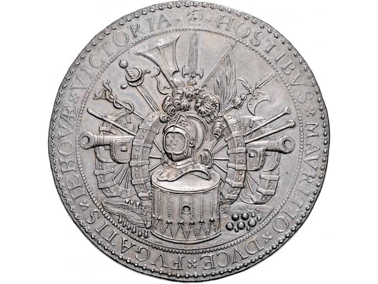 Historiepenningen penningen, 1622 Bergen op Zoom, opbreken beleg door Spinola door Maurits, zilver 55mm, 54,1 gram PR