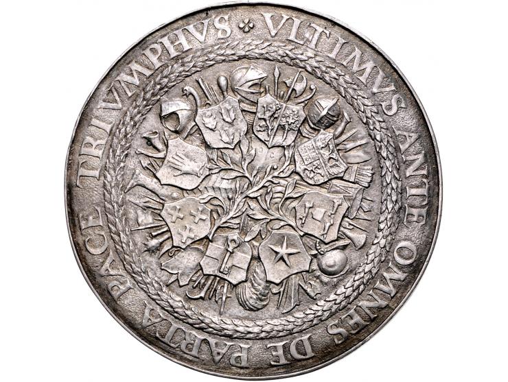 Historiepenningen (1625) Frederik Hendrik door van Abeele, zilver 58,45gr, 66mm vL. II 298 ZF-PR