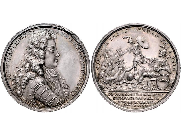 Historiepenningen 1704, Hertog van Marlborough - Slag bij Hochstad (Spaanse successie Oorlog), zilver PR