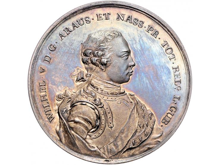 Historiepenningen 1766, Op de inhuldiging van Willem V als stadhouder, door Van Berckel, zilver, 35 gr., 48mm, De Witte 159, 