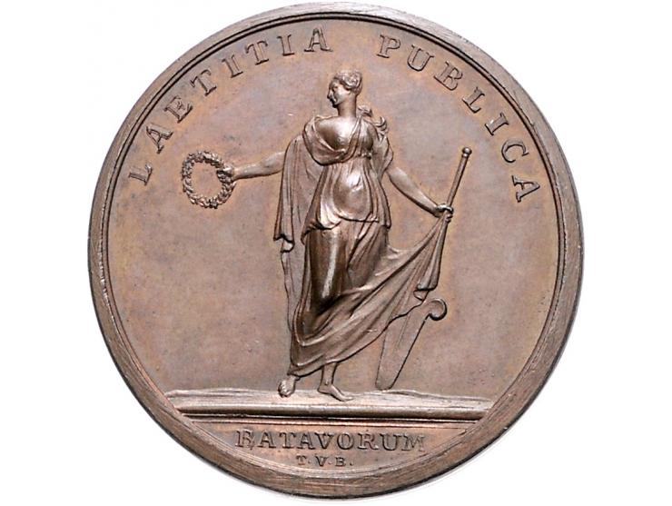 Historiepenningen 1772, op de geboorte van erfprins Willem Frederik (latere koning Willem I) - VZ kinderkopje naar links, doo