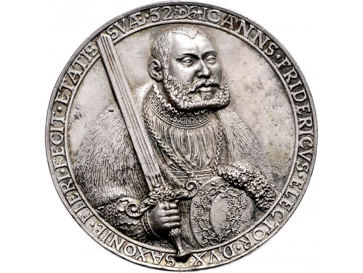 Saxony Germany, Johann Friedrich (1503-1554), silver medal 1535 - Obv: bust of Friedrich with sword to right with collar insc