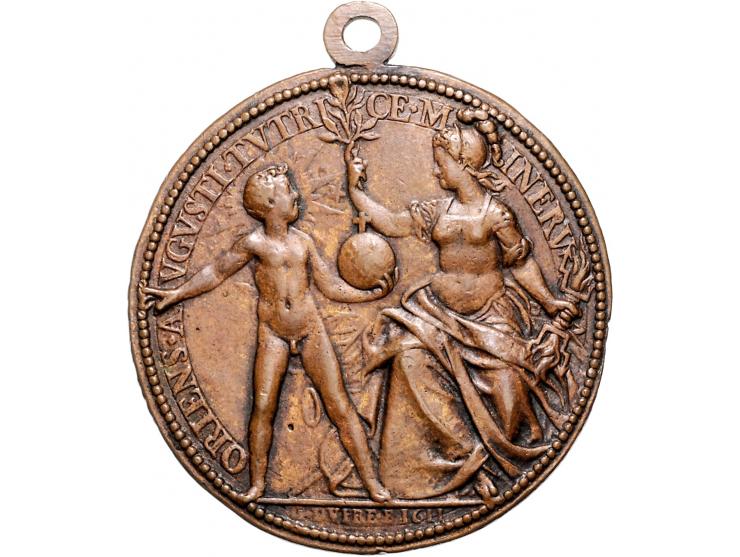 France bronze medal n.d. (1611) - Obv: bust of Louis XIII and his mother Marie de Medici right, by G.Dupré, 49 mm, 34,38 gr.,