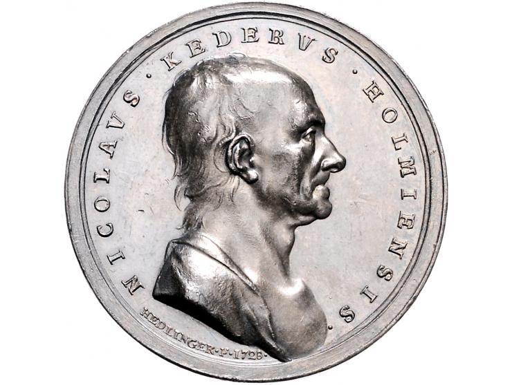 Historiepenningen Sweden, medal 1728 in silver - Obv: bust of Nicolas Keder (1659-1735) right, Swedish antiquarian and numism