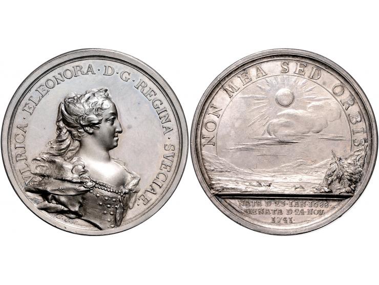 Historiepenningen Sweden, medal 1741 in silver on the death of Ulrica Eleonora, queen of Sweden - Obv: bust of Ulricca right 