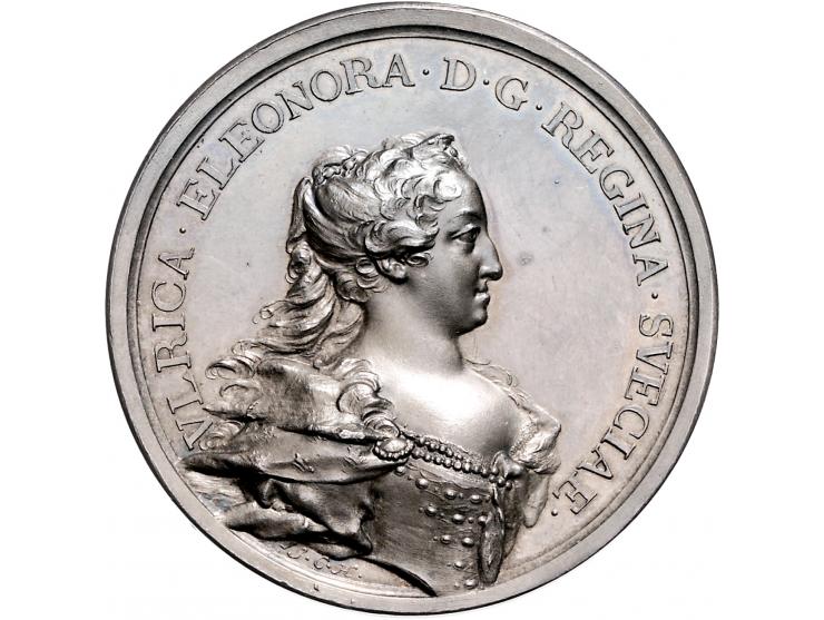 Historiepenningen Sweden, medal 1741 in silver on the death of Ulrica Eleonora, queen of Sweden - Obv: bust of Ulricca right 