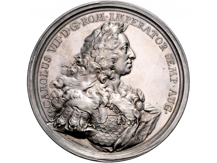 Historiepenningen Holy Roman Empire, silver medal 1742 - Obv: bust of Charles VII right / Rev: bust of Maria Amalia left, by 