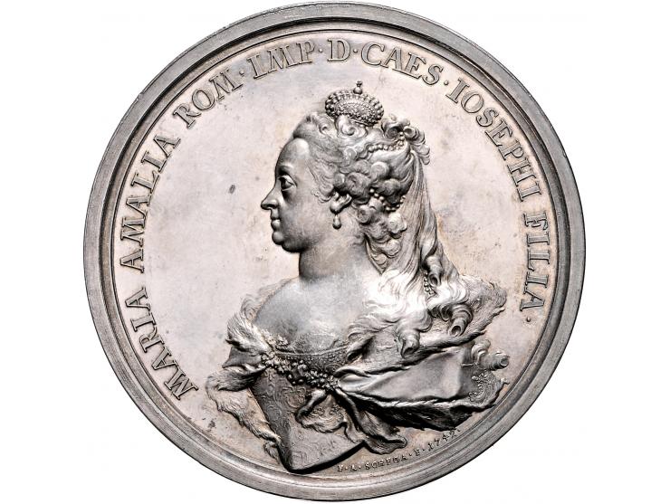 Historiepenningen Holy Roman Empire, silver medal 1742 - Obv: bust of Charles VII right / Rev: bust of Maria Amalia left, by 