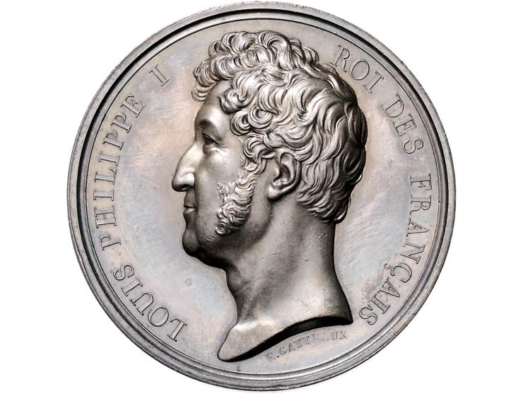 France Silver medal 1832 on the capture of Antwerp - Obv: portret Louis Philippe left, by E.Gatteaux, 50,5 mm FDC-