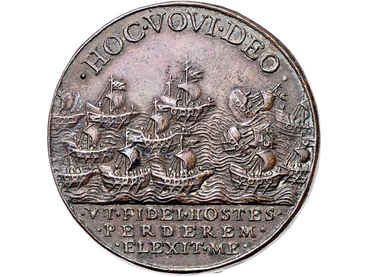 Historiepenningen Calixtus III (1455-58), medal n.d. in bronze, departure of the fleet against the Ottoman Empire - Obv: bust