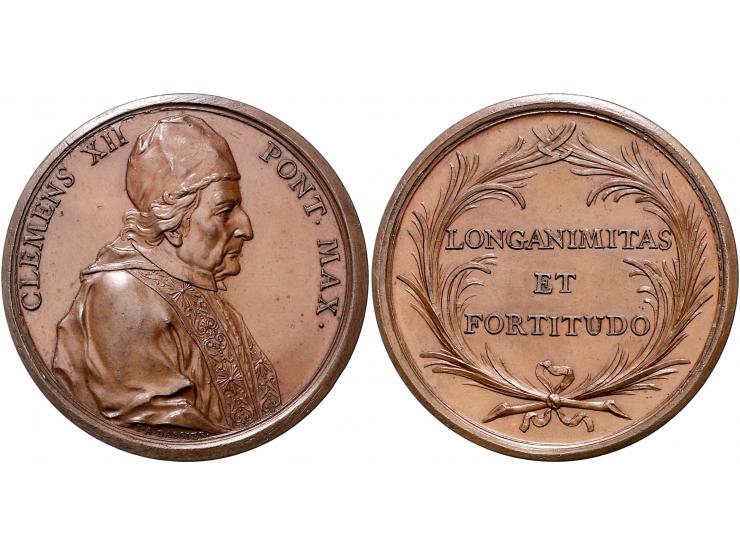 Historiepenningen Clemens XII (1730-40), complimentary medal n.d. in bronze - Obv: bust right / Rev: legend within palm wreat