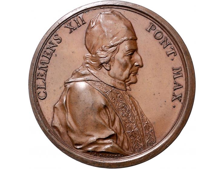 Historiepenningen Clemens XII (1730-40), complimentary medal n.d. in bronze - Obv: bust right / Rev: legend within palm wreat