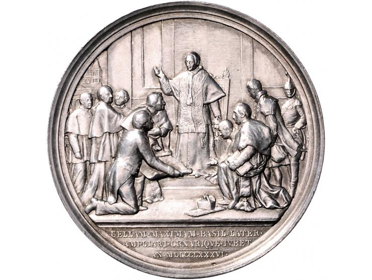 Historiepenningen Papal States, Leo XIII, medal 1886 in silver - Obv: bust left, by F. Bianchi, 44 mm EF