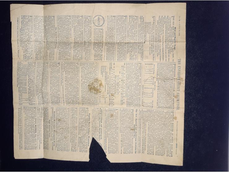 1840 Mulready 1d. letter sheet with advertisement from - The Envelope Select Advertiser no. 3 june 10, 1840 - in blue printed