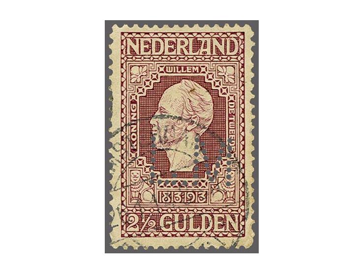 2½ gulden donkerviolet met perfin L.M. (Leonard Minkenhoff, Amsterdam), vrijwel pracht ex.