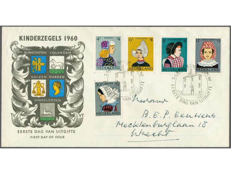 Fdc E46fa kinderzegels met weggevallen kleur rood, geschreven adres, open klep, pracht ex. cat.w. 90+