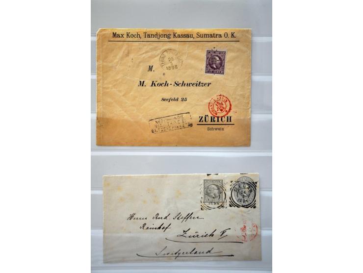 emissie 1870, gespecialiseerde collectie met o.a. stempels, enkele proeven, specimen en 26 meest betere poststukken in ringba