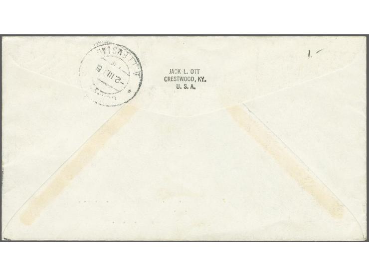 2½ cent en 5 cent groen op fdc uit East Lansing, Michigan 12-2-1955 naar Willemstad, pracht ex.