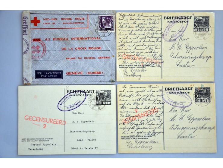 24 poststukken uit internerings- en beschermingskampen 1940-1941 w.b. Alasvallei, Banjoebiroe, Koetatjane, Ngawie Pematangsia