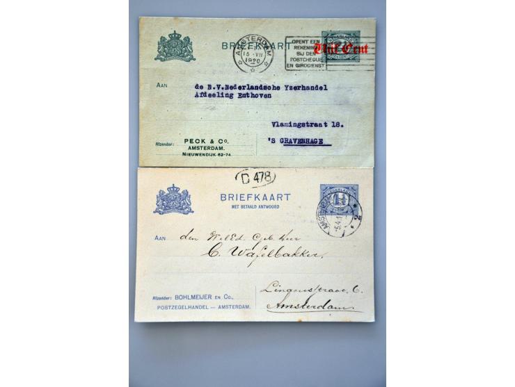 particuliere briefkaarten, 6 ex. w.b. Mortier Wageningen, Peck & Co., Joh. Enschedé etc.