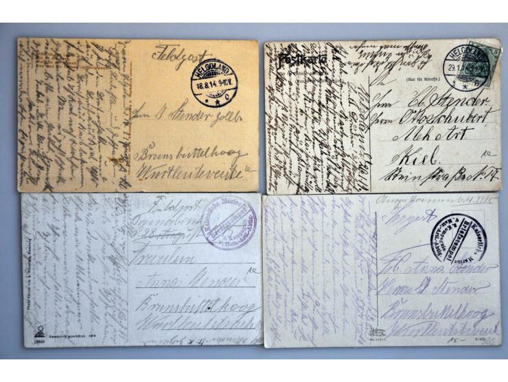 briefkaart 1888, tevens 35 kaarten 1910-1915 w.b. militair portvrij