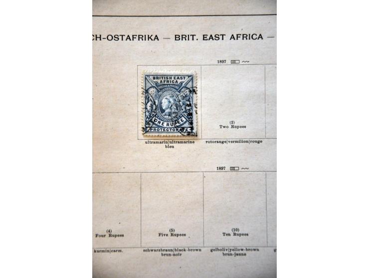 collectie 1890-1938 gestempeld w.b. Kenya, Uganda en Tanganyika op albumbladen