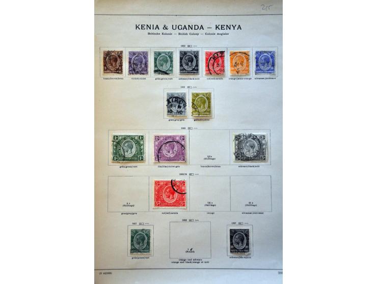 collectie 1890-1938 gestempeld w.b. Kenya, Uganda en Tanganyika op albumbladen