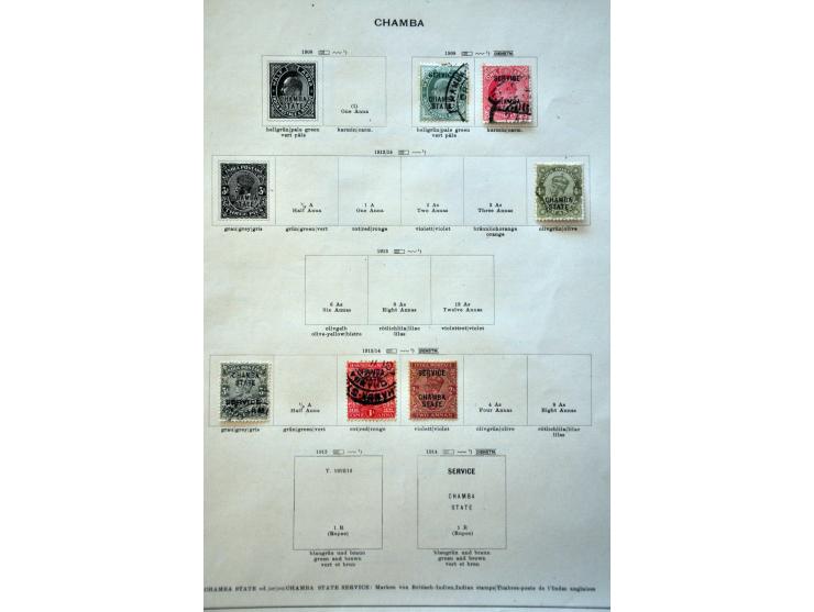 collectie tot ca. 1940 w.b. beter materiaal, Convention States, Feudatory States, Birma en Nepal in Schaubek album