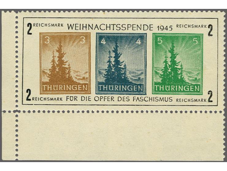 Weihnachtsspende 3 t/m 5 pfennig type V (Kerbe im H) op geelachtig houtvrij kartonpapier, met certificaat Herpichböhm 1989 en