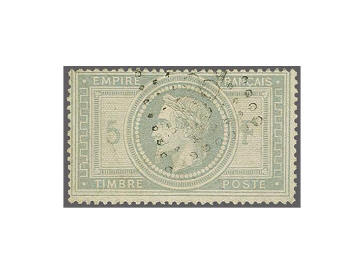 Napoleon III Lauré 5 francs violetgrijs, pracht ex. gesigneerd Engel, cat.w. 1100